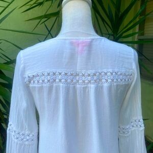 Lilly Pulitzer V neck White Eyelet Blouse